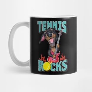 Funny and cute doxie Tennis Rocks dachshund rock and roll guitar Mug